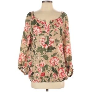 PETITE Ann Taylor Loft Red Floral Blouse